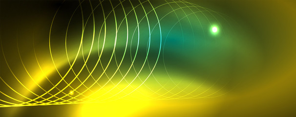 Shiny glowing design background, neon style lines, technology concept, vector