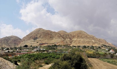 Panorama of the Mount of Temptation, Israel.