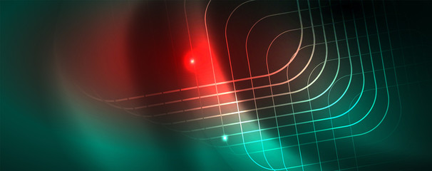 Shiny glowing design background, neon style lines, technology concept, vector