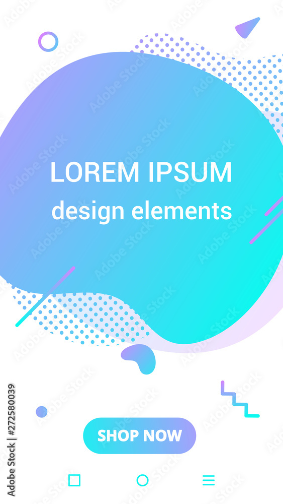 Poster modern vertical mobile liquid abstract shape gradient memphis style design fluid vector colorful ill