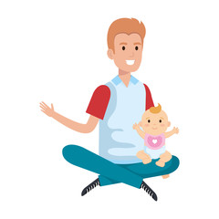 father lifting little baby characters