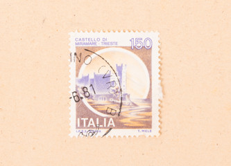 ITALY - CIRCA 1980: A stamp printed in Italy shows Castello di Miramare, circa 1980