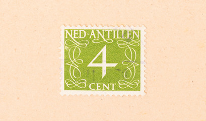 The Netherlands Antilles - Circa 1950: A stamp printed in The Netherlands Antilles shows it's...