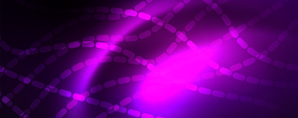 Obraz premium Neon vector wave lines abstract background, magic futuristic techno design