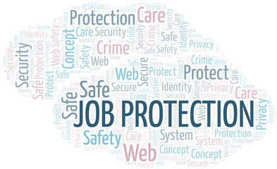 Fototapeta premium Job Protection word cloud. Wordcloud made with text only.