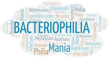 Bacteriophilia word cloud. Type of Philia.