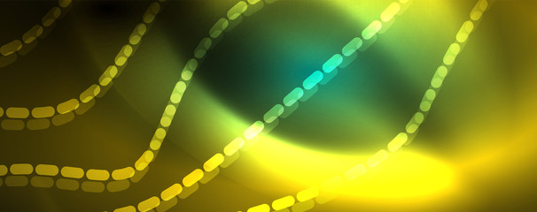 Shiny neon vector wave line abstract background, motion concept