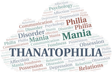 Obraz premium Thanatophilia word cloud. Type of Philia.