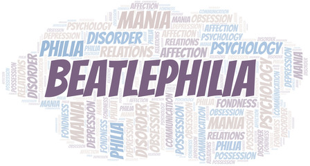 Obraz premium Beatlephilia word cloud. Type of Philia.