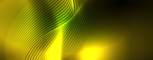 Shiny neon vector wave line abstract background, motion concept