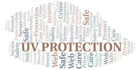 Uv Protection word cloud. Wordcloud made with text only.