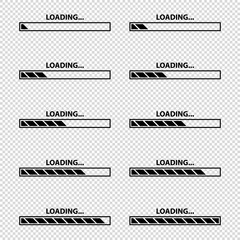 Loading Bar Icon Set - Vector Illustrations - Isolated On Transparent Background