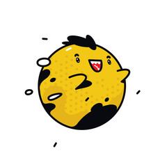 Yellow round monster character. Flying cute mascot. Corporate character for a company or store.