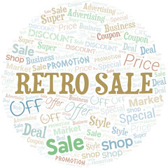 Fototapeta premium Retro Sale Word Cloud. Wordcloud Made With Text.