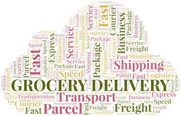 Obraz premium Grocery Delivery word cloud. Wordcloud made with text only.