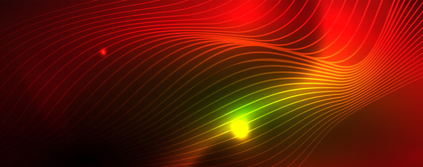 Shiny neon vector wave line abstract background, motion concept
