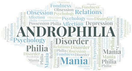 Androphilia word cloud. Type of Philia.