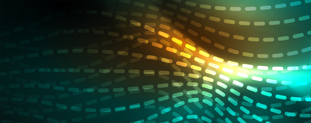 Shiny neon vector wave line abstract background, motion concept