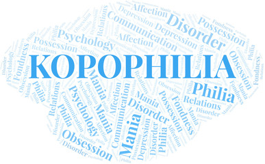 Fototapeta premium Kopophilia word cloud. Type of Philia.