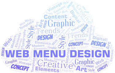 Obraz premium Web Menu Design word cloud. Wordcloud made with text only.