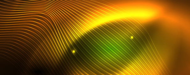Shiny neon vector wave line abstract background, motion concept