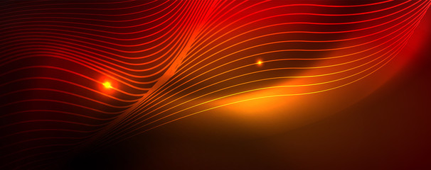 Shiny neon lines techno magic futuristic background, magic energy space light concept, abstract background wallpaper design