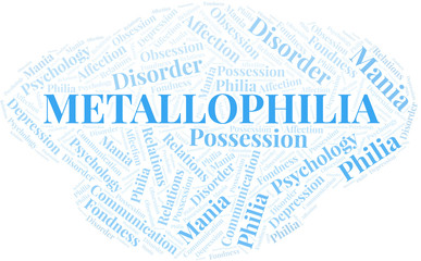 Metallophilia word cloud. Type of Philia.