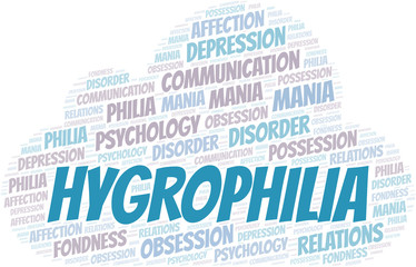 Obraz premium Hygrophilia word cloud. Type of Philia.