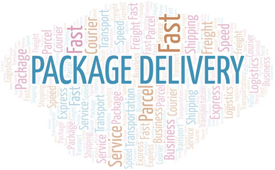 Package Delivery word cloud. Wordcloud made with text only.