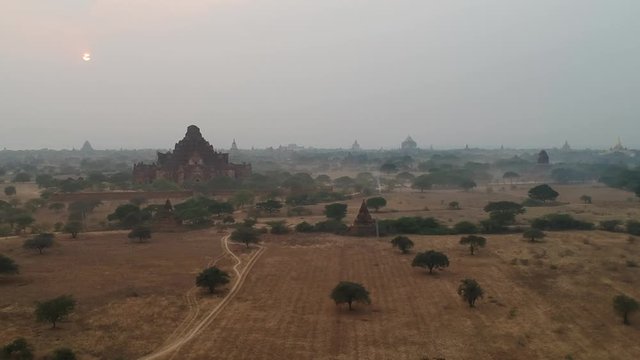Drone Image of the Temples in Bagan, Myanmar