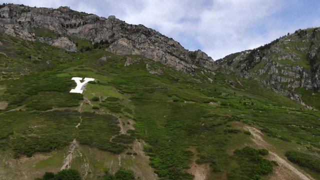 Beautiful Utah County Sunny Orem Downtown Provo Summer Wasatch Range Uinta Mountains Background Buildings Temple BYU Campus College USA 4K Y on the mountain football pride