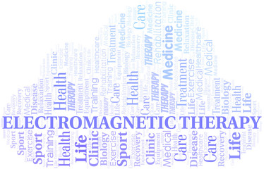 Obraz premium Electromagnetic Therapy word cloud. Wordcloud made with text only.
