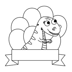 cute tyrannosaurus rex with balloons helium frame