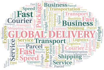 Fototapeta premium Global Delivery word cloud. Wordcloud made with text only.