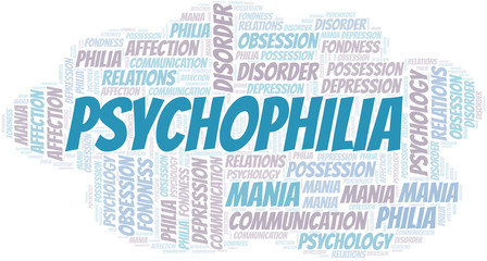 Fototapeta premium Psychophilia word cloud. Type of Philia.