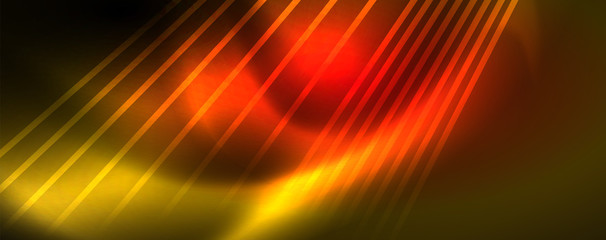 Shiny color neon light with lines, abstract wallpaper, shiny motion, magic space light. Techno abstract background