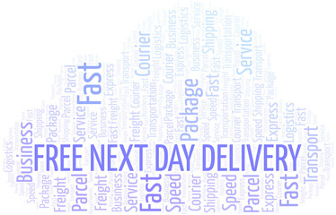 Free Next Day Delivery word cloud. Wordcloud made with text only.