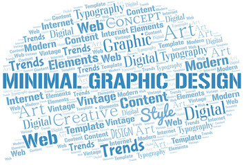 Minimal Graphic Design word cloud. Wordcloud made with text only.