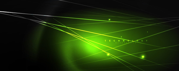 Naklejka premium Shiny color neon light with lines, abstract wallpaper, shiny motion, magic space light. Techno abstract background