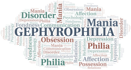 Gephyrophilia word cloud. Type of Philia.