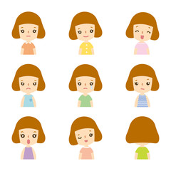 ポップカラーの女の子の表情