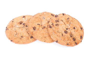 Group of oatmeal cookies with chocolate chip