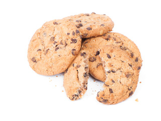 Group of oatmeal cookies with chocolate chip