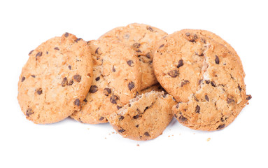 Group of oatmeal cookies with chocolate chip