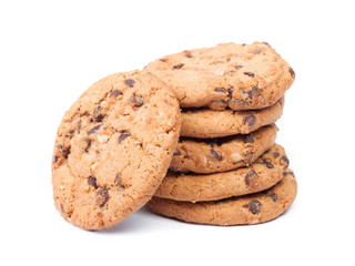 Group of oatmeal cookies with chocolate chip