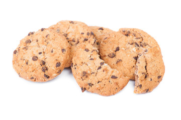 Group of oatmeal cookies with chocolate chip