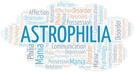 Fototapeta premium Astrophilia word cloud. Type of Philia.