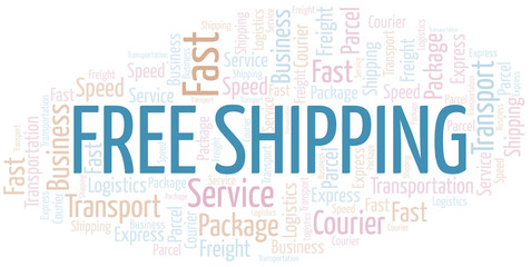 Obraz premium Free Shipping word cloud. Wordcloud made with text only.