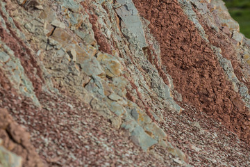 Close up of the rainbown mountains pattern. Xizi mountain Khizi district. Rainbown mountains pattern