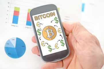 Bitcoin concept on a smartphone